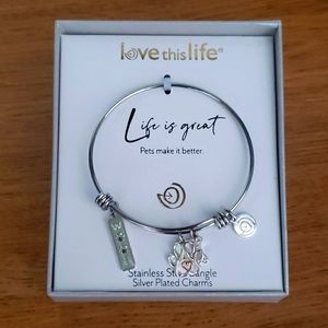 Silver Bangle with Dog Charms